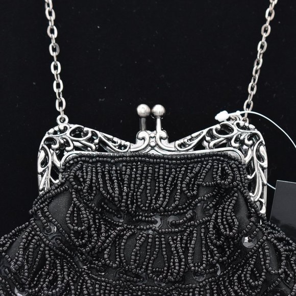 Jazzy Black Beaded Evening Bag - Picture 2 of 6
